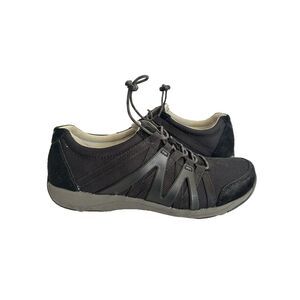 Dansko Sneaker Womens 40 Honor Black Suede Slip On Pull Ties Comfort Lightweight
